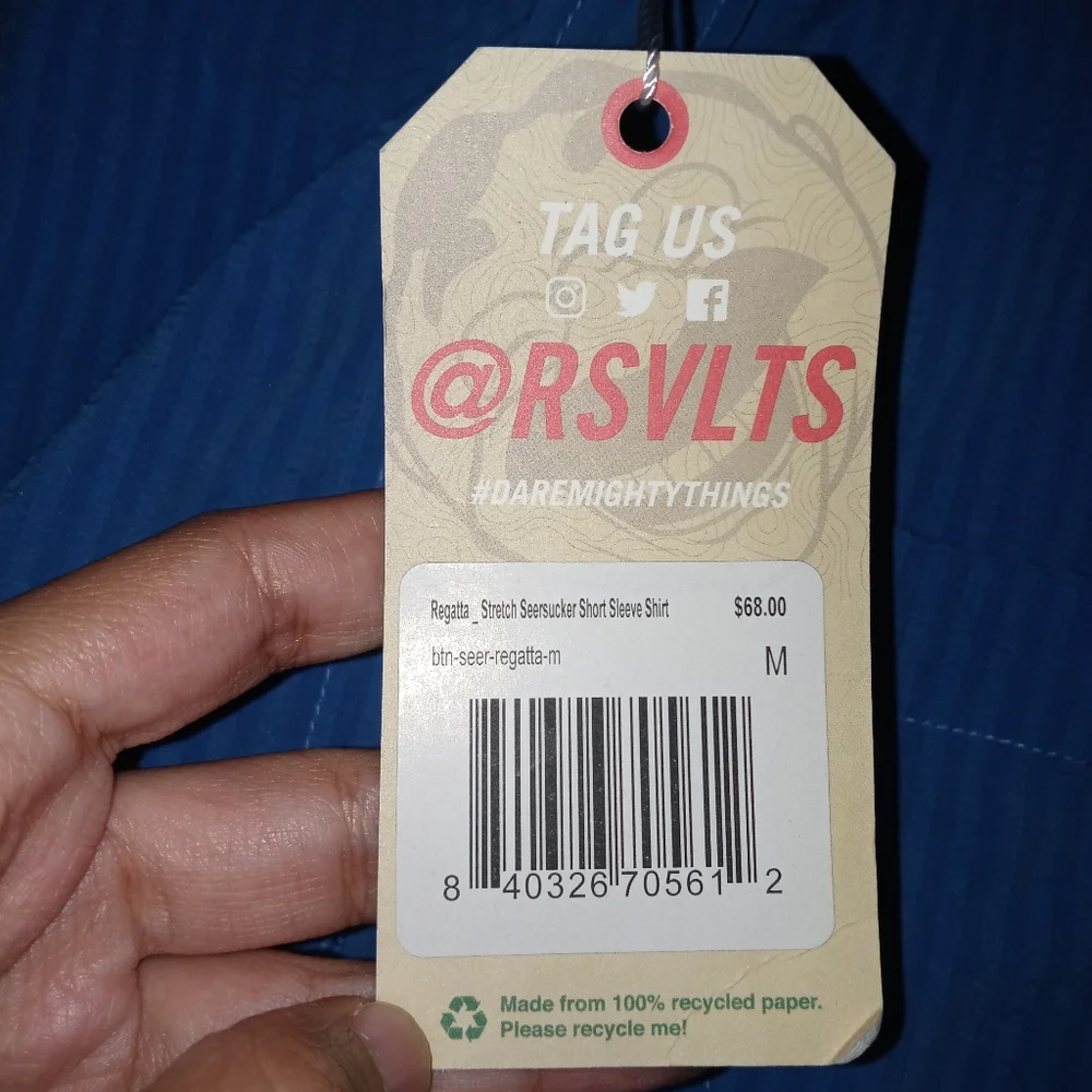 Men's RSVLTS Regatta-Stretch Seersucker Short Sleeve Shirt Size M - Picture 9 of 14